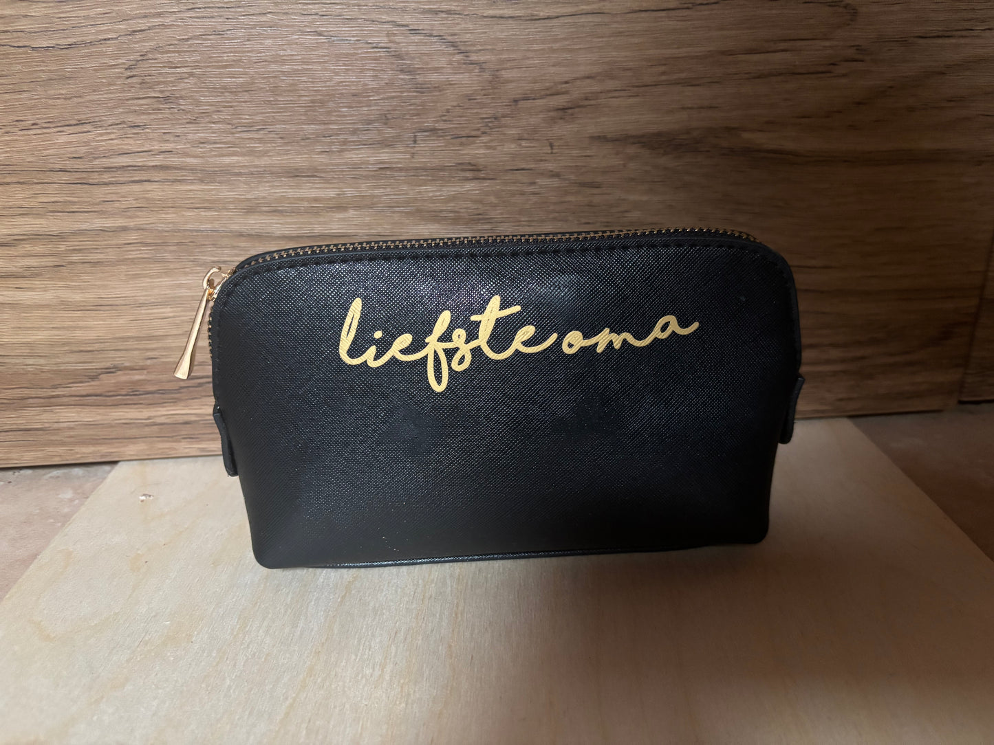 Make-uptasje Leder Zwart | liefste oma