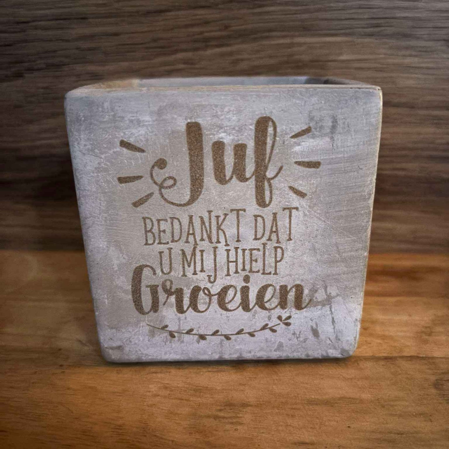 Bloempot Cement | Tekst naar keuze