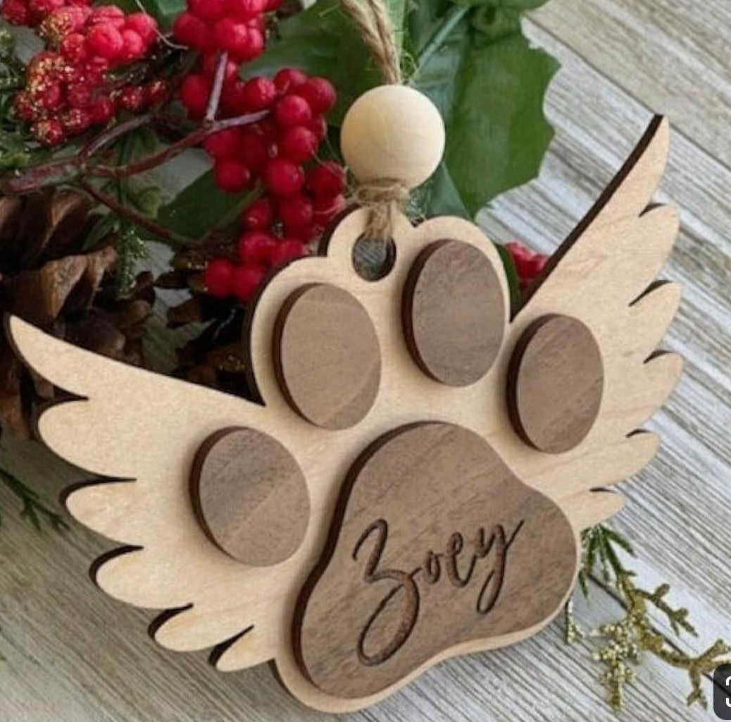 Pendentif de Noël Chien Ange | Personnalisé