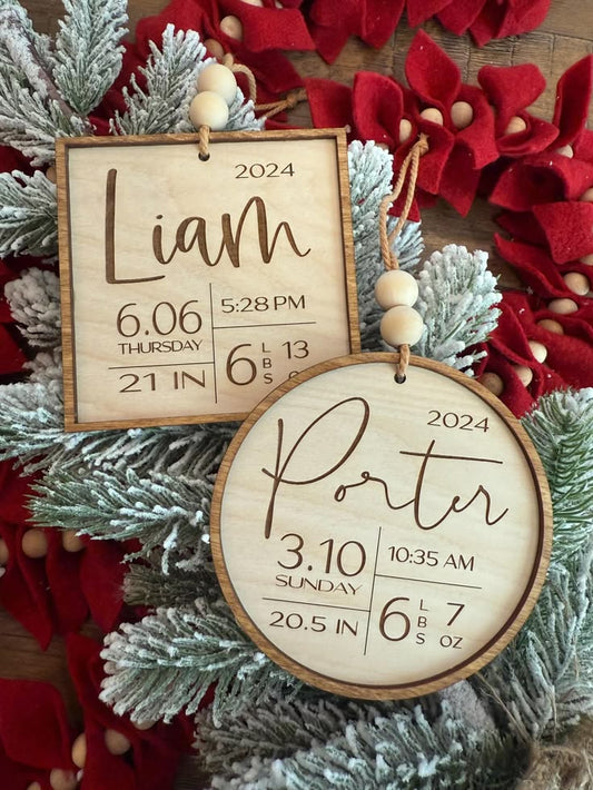 Pendentif de Noël personnalisé avec détails de naissance