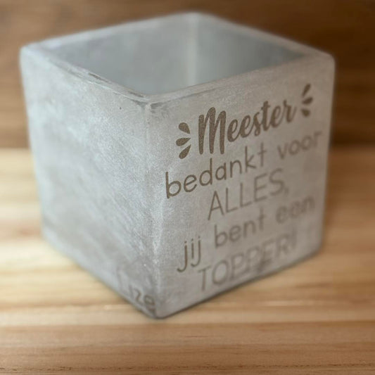 Bloempot Cement | Tekst naar keuze
