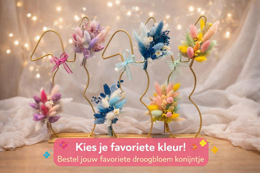 paasdecoratie konijn met droogbloemen