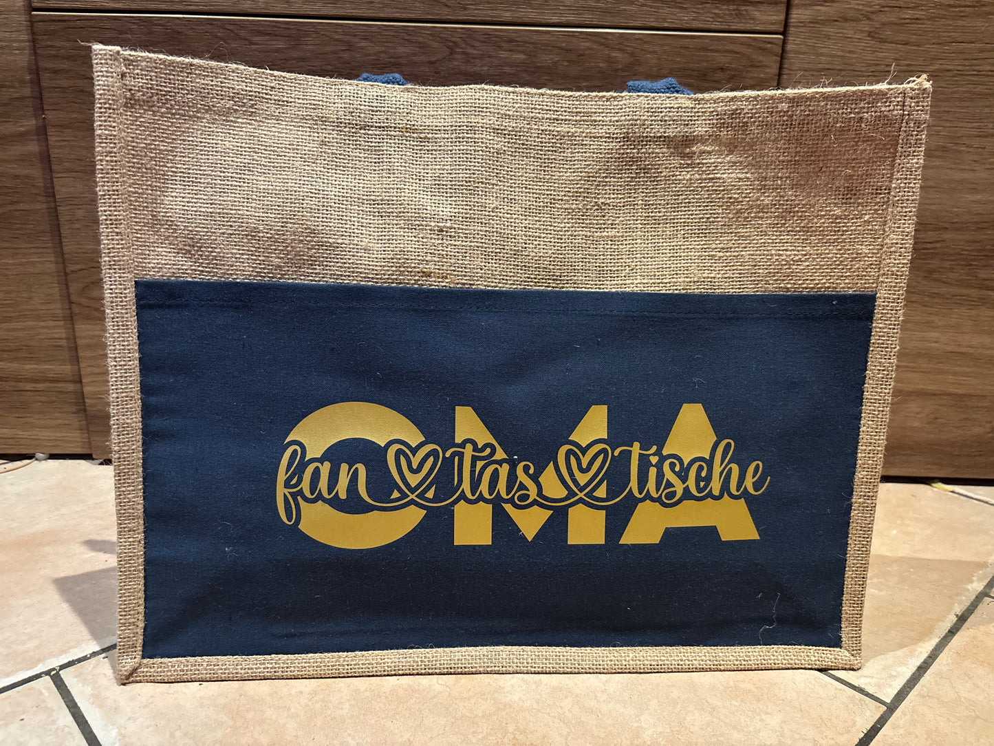 Jute tas blauw | fantastische Oma