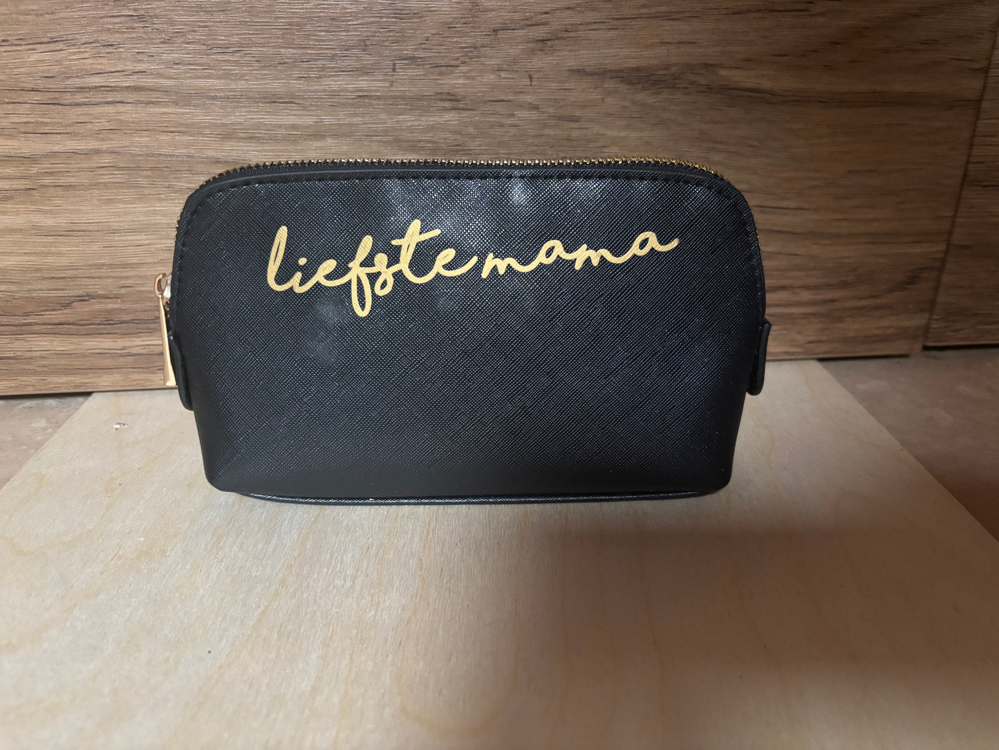 Make-uptasje Leder Zwart | liefste mama