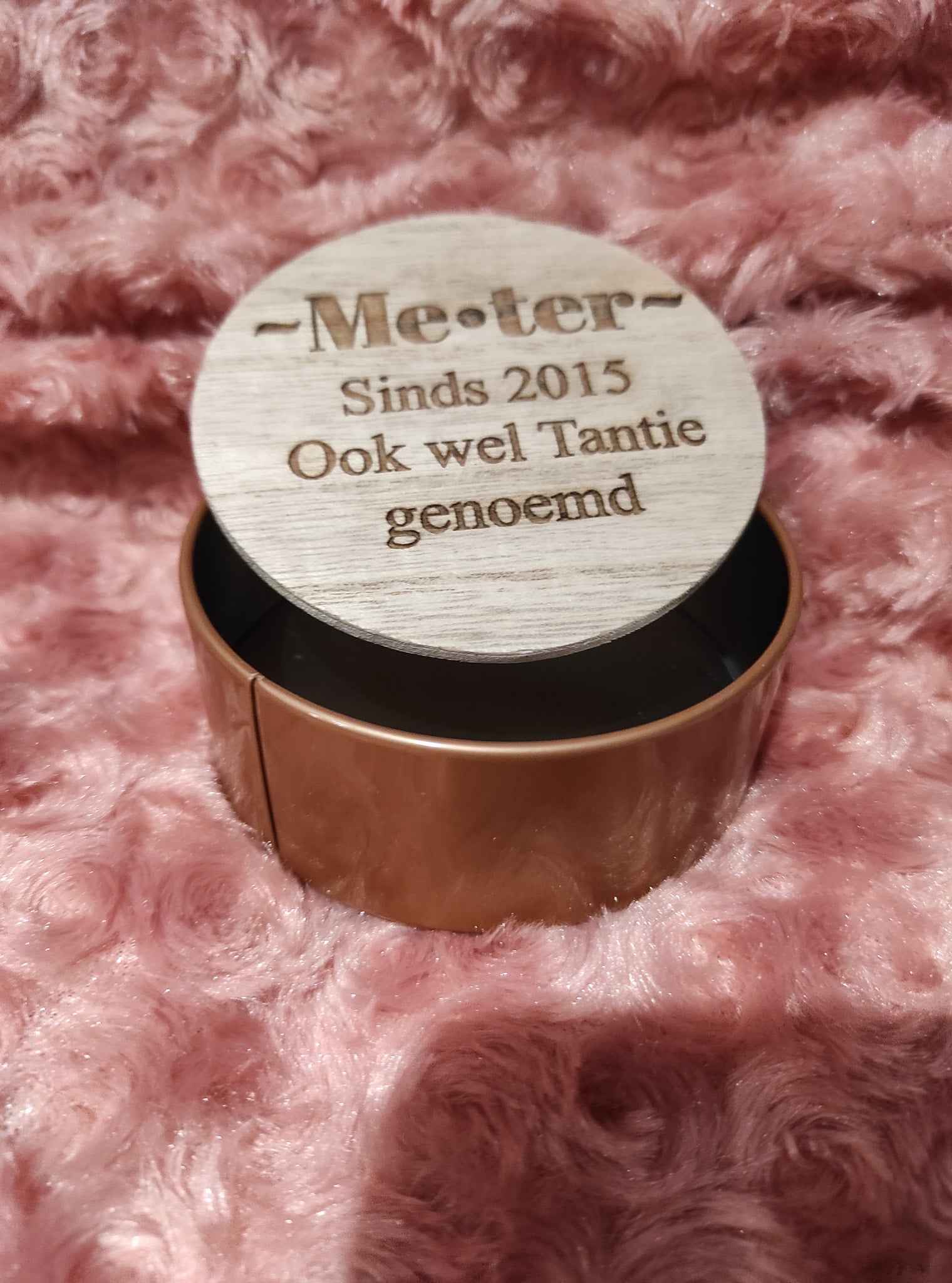 Metalen Potje met Houten deksel | Gepersonaliseerd